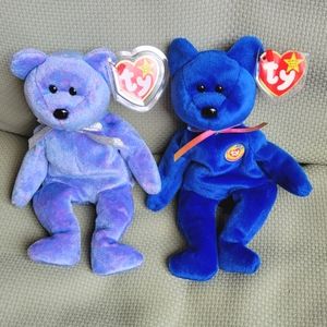 2 Ty Beanie Baby Bears Clubby and Clubby II